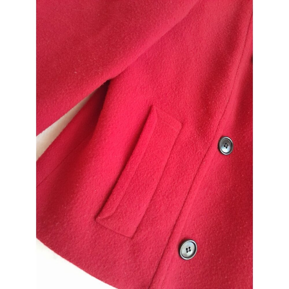 Vtg Pendleton Size 8 Double Breasted Preppy Holiday 100% Virgin Wool Coat Red - Picture 2 of 8